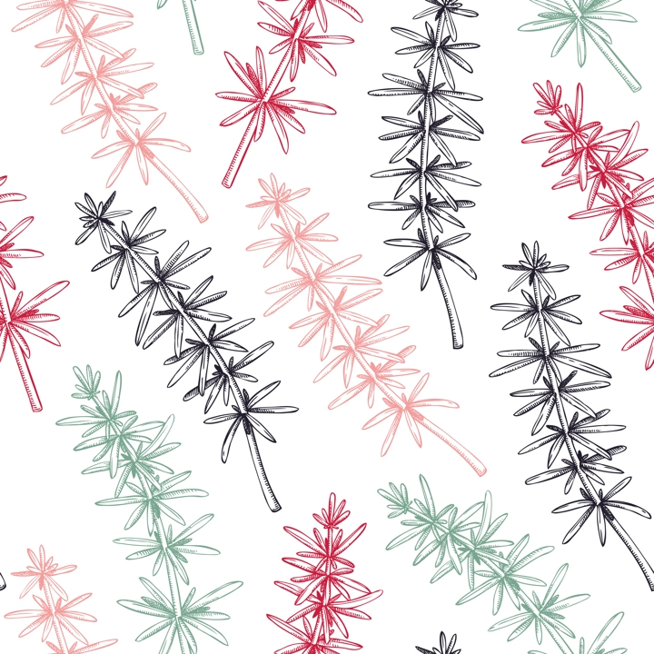 Edible seaweed background in sketch style. Vector food illustration. Hijiki drawings. Underwater plants seamless pattern for textile, packaging, wrapping paper or prints.
